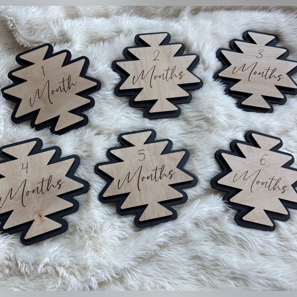 Baby Infant Milestone Markers Set 12 months Aztec Western